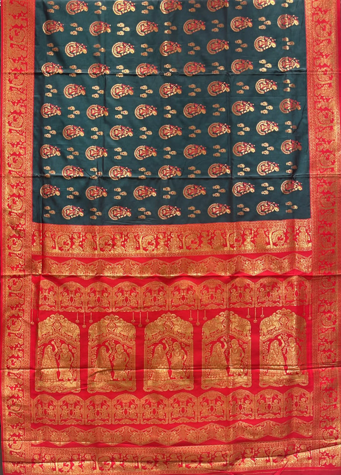 Green Baluchari Silk Saree With Blouse Piece