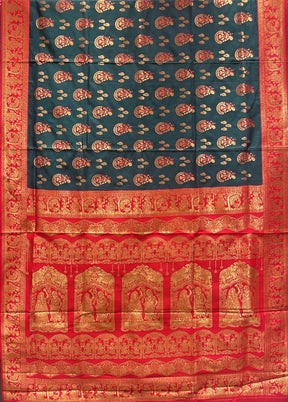 Green Baluchari Silk Saree With Blouse Piece