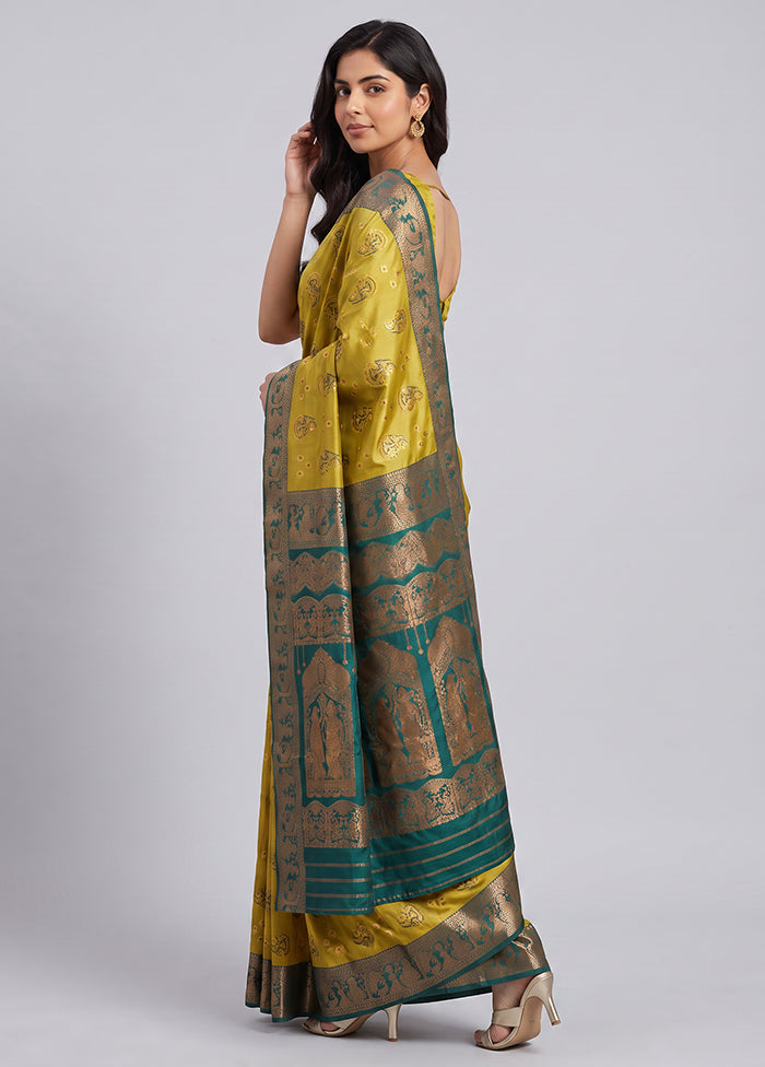 Green Baluchari Silk Saree With Blouse Piece