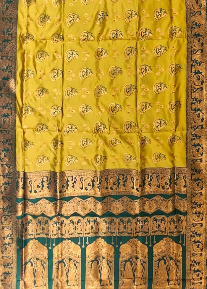 Green Baluchari Silk Saree With Blouse Piece