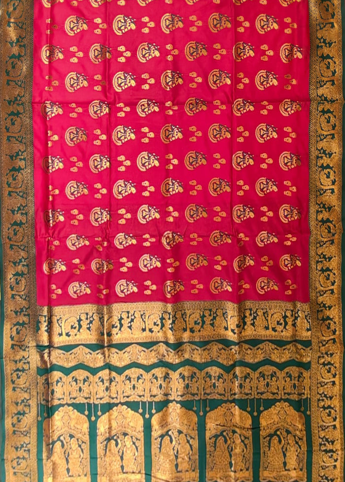 Pink Baluchari Silk Saree With Blouse Piece