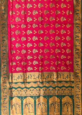 Pink Baluchari Silk Saree With Blouse Piece