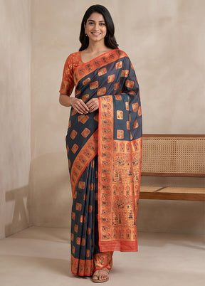 Green Baluchari Silk Saree With Blouse Piece