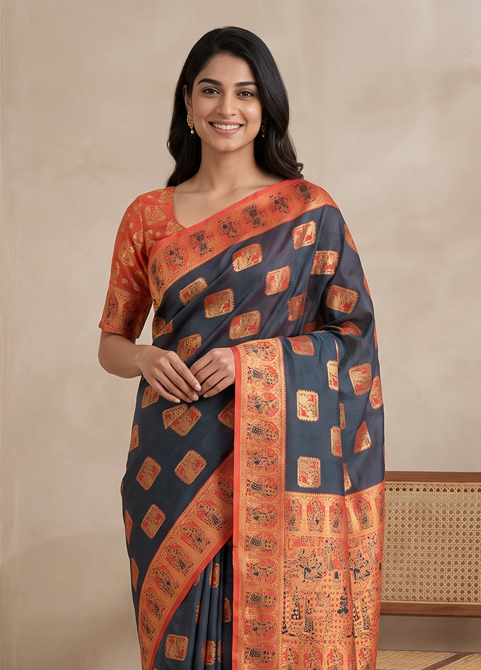Green Baluchari Silk Saree With Blouse Piece