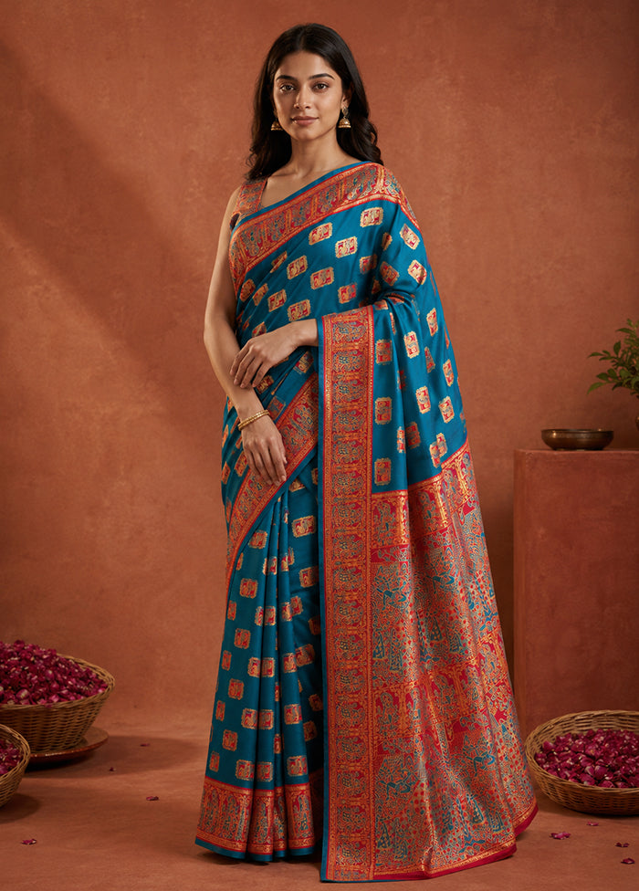 Green Baluchari Silk Saree With Blouse Piece