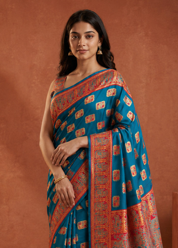 Green Baluchari Silk Saree With Blouse Piece