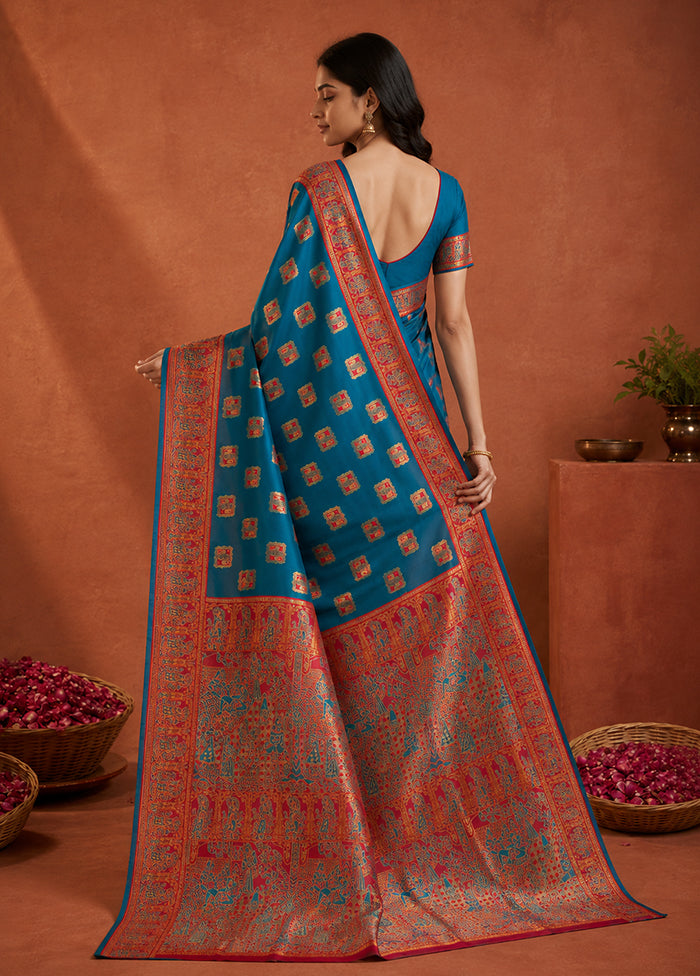 Green Baluchari Silk Saree With Blouse Piece