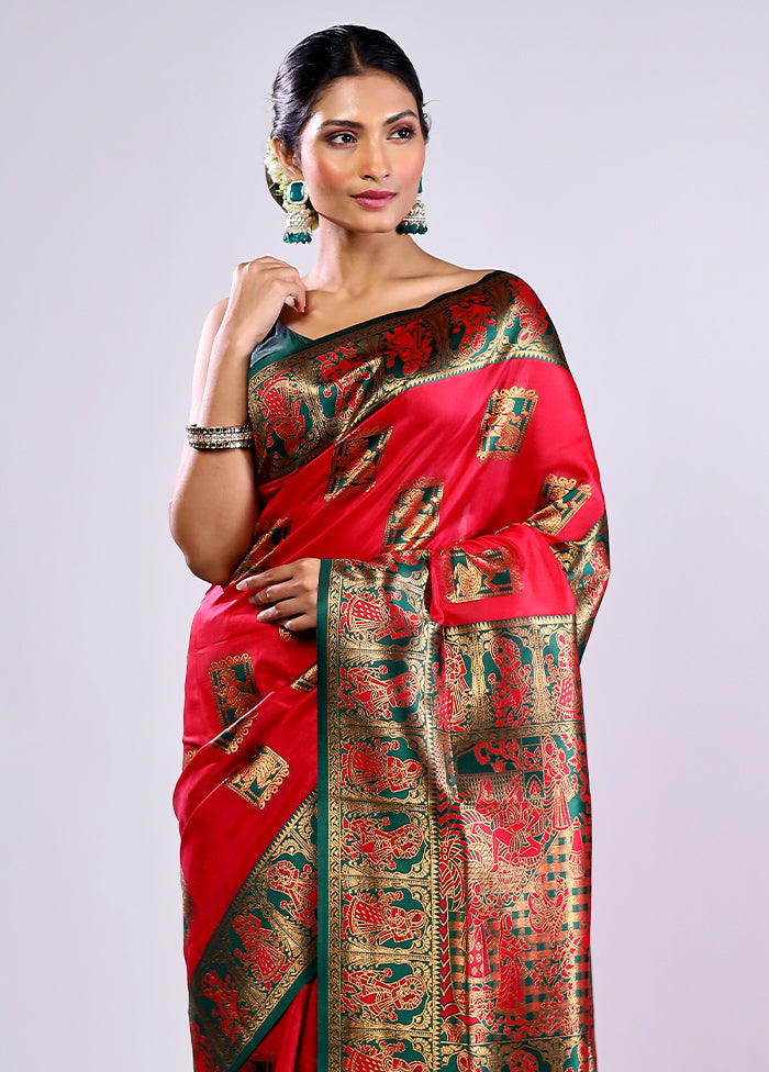 Pink Baluchari Silk Saree With Blouse Piece