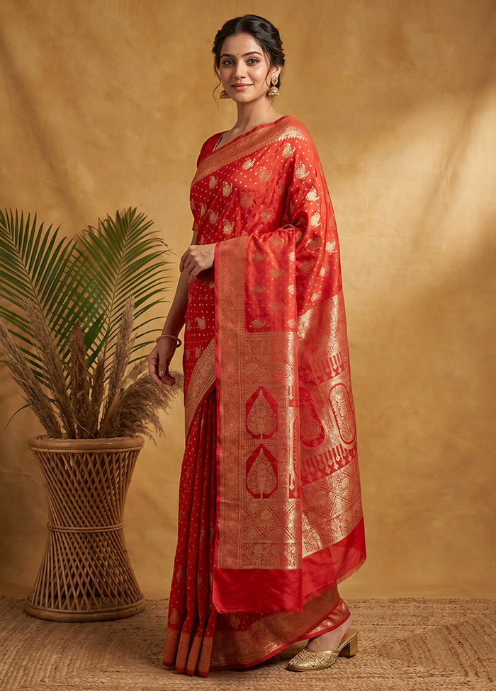 Red Uppada Silk Saree With Blouse Piece
