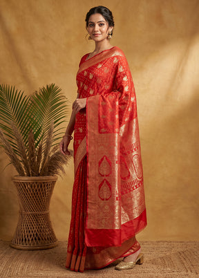 Red Uppada Silk Saree With Blouse Piece