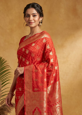 Red Uppada Silk Saree With Blouse Piece