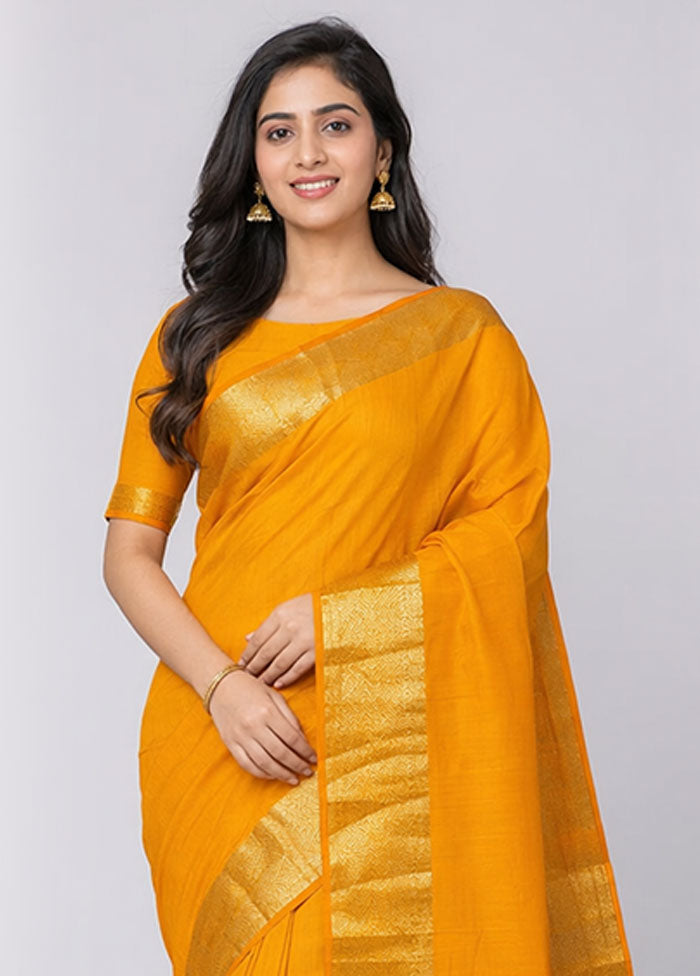 Rust Dupion Silk Saree With Blouse Piece