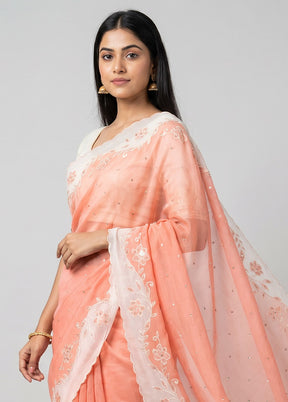 Pink Organza Saree With Blouse Piece