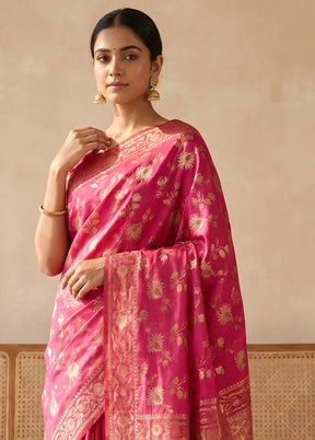 Pink Katan Silk Saree With Blouse Piece