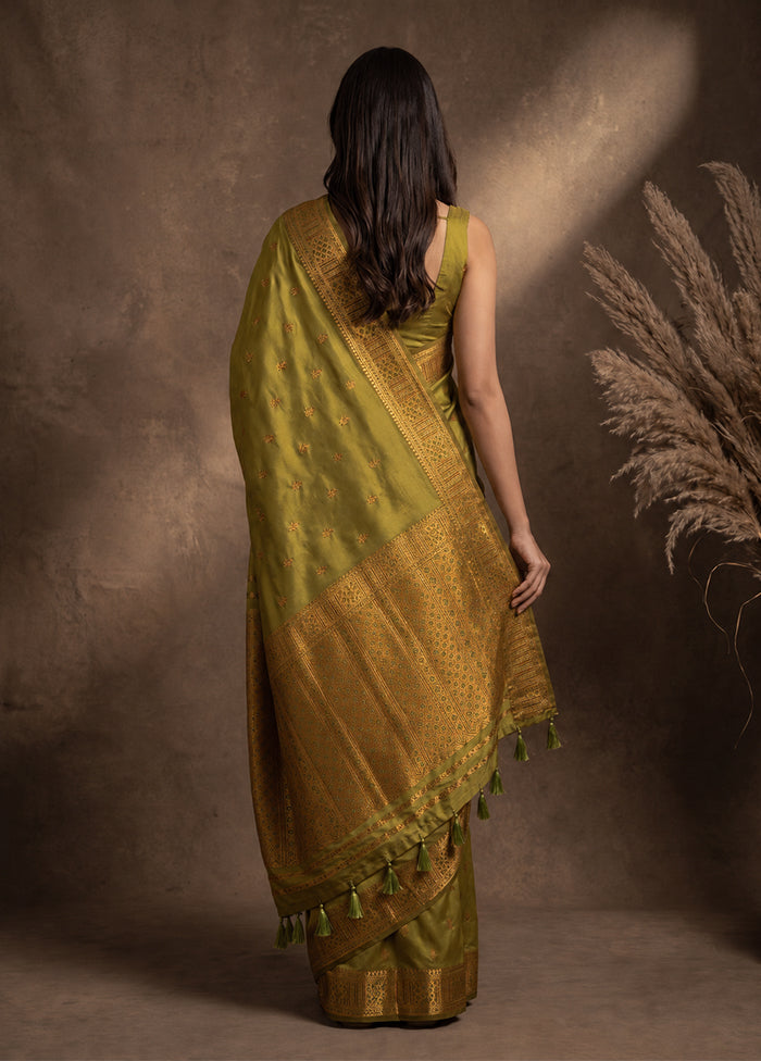 Green Assam Silk Saree With Blouse Piece