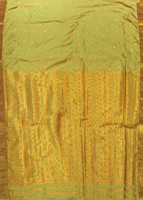 Green Assam Silk Saree With Blouse Piece