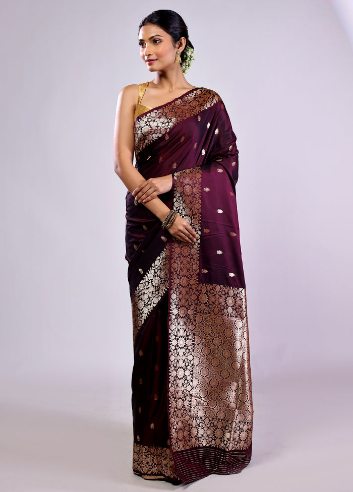 Maroon Dupion Silk Saree With Blouse Piece