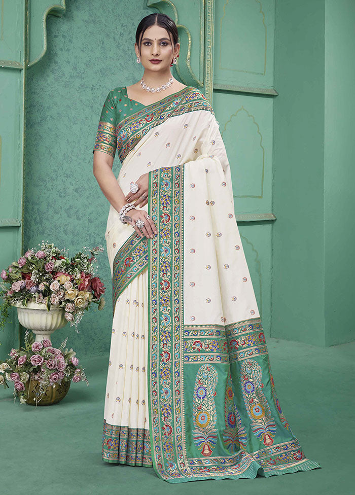 White Dupion Silk Saree With Blouse Piece