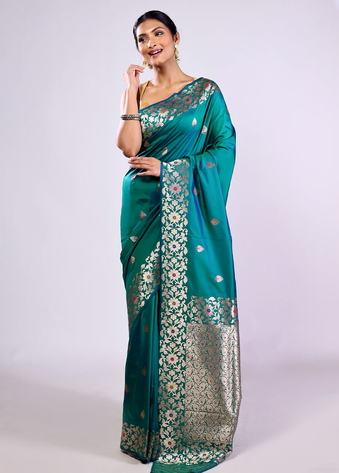 Green Dupion Silk Saree With Blouse Piece