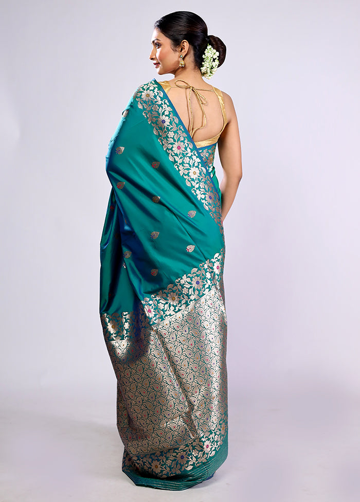 Green Dupion Silk Saree With Blouse Piece