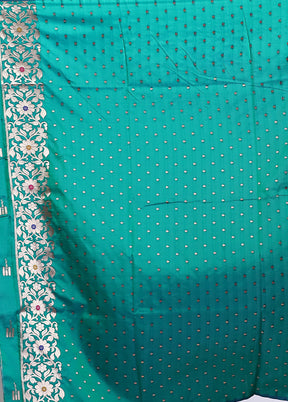 Green Dupion Silk Saree With Blouse Piece