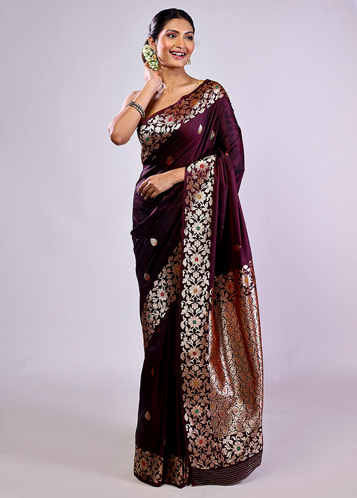 Maroon Dupion Silk Saree With Blouse Piece