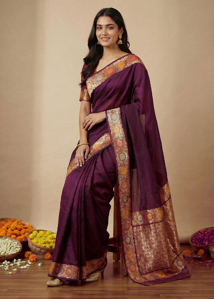 Maroon Katan Silk Saree With Blouse Piece