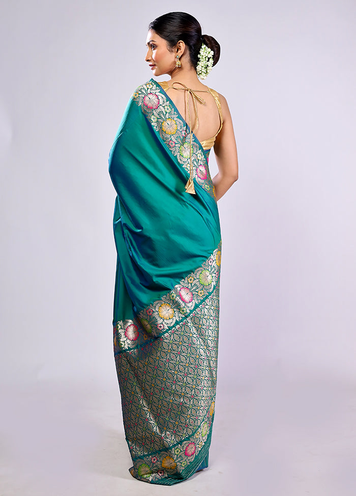 Green Katan Silk Saree With Blouse Piece
