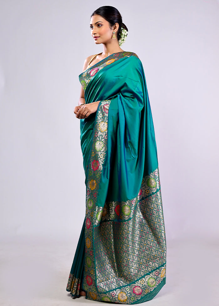 Green Katan Silk Saree With Blouse Piece