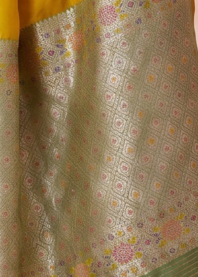 Yellow Katan Silk Saree With Blouse Piece