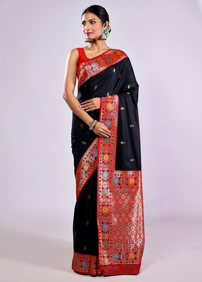 Black Katan Silk Saree With Blouse Piece