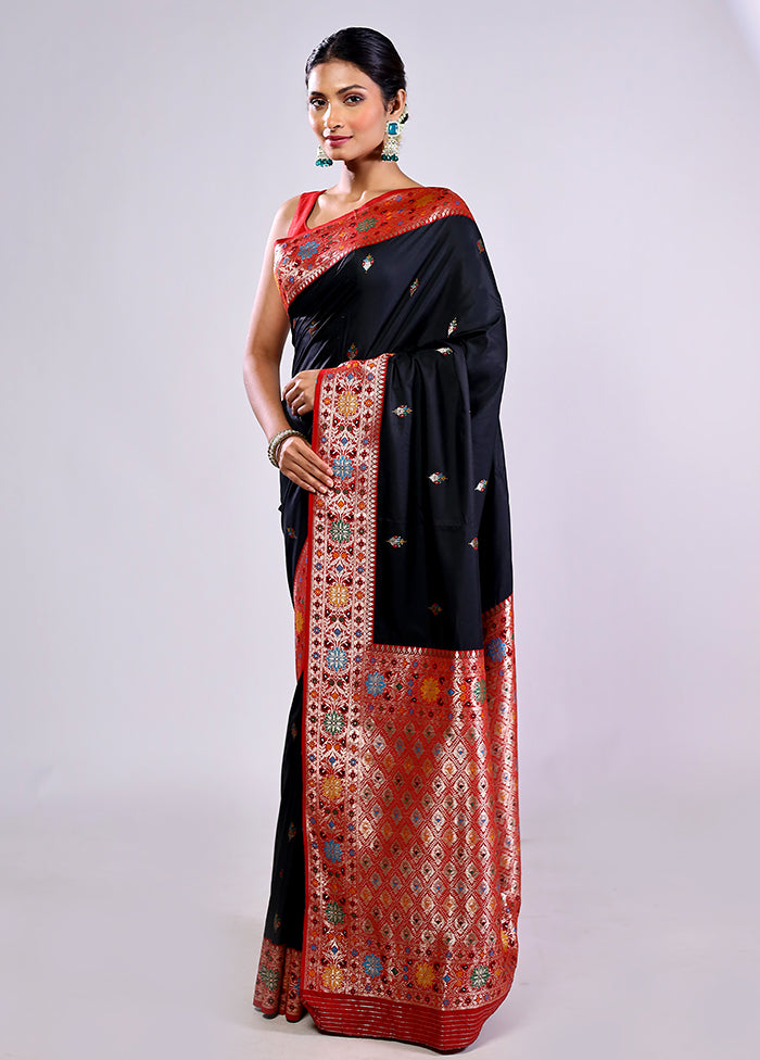 Black Katan Silk Saree With Blouse Piece
