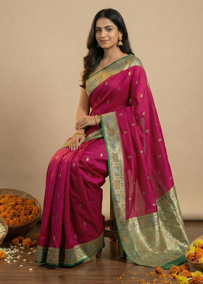 Pink Katan Silk Saree With Blouse Piece