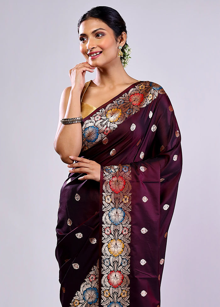 Maroon Katan Silk Saree With Blouse Piece