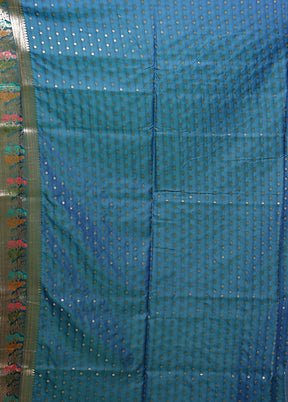 Blue Baluchari Silk Saree With Blouse Piece
