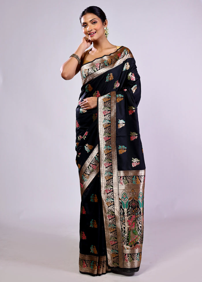 Black Baluchari Silk Saree With Blouse Piece