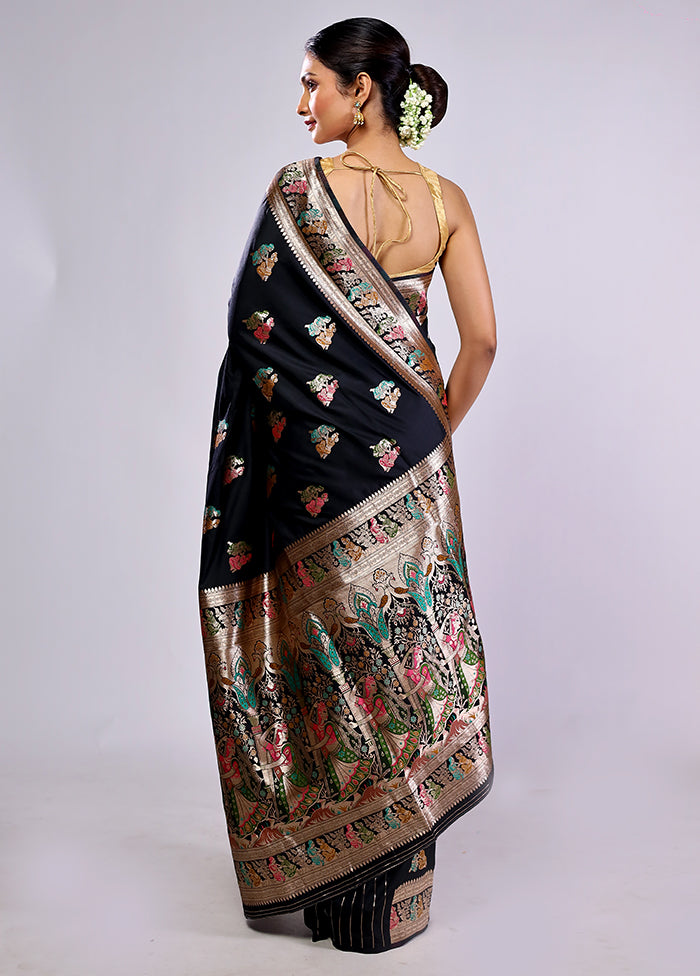 Black Baluchari Silk Saree With Blouse Piece
