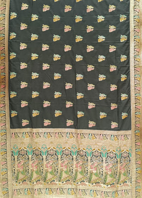 Black Baluchari Silk Saree With Blouse Piece