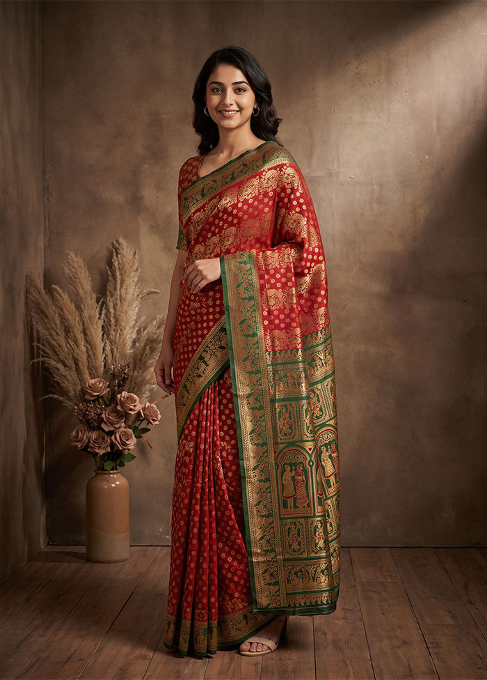 Pink Baluchari Silk Saree With Blouse Piece