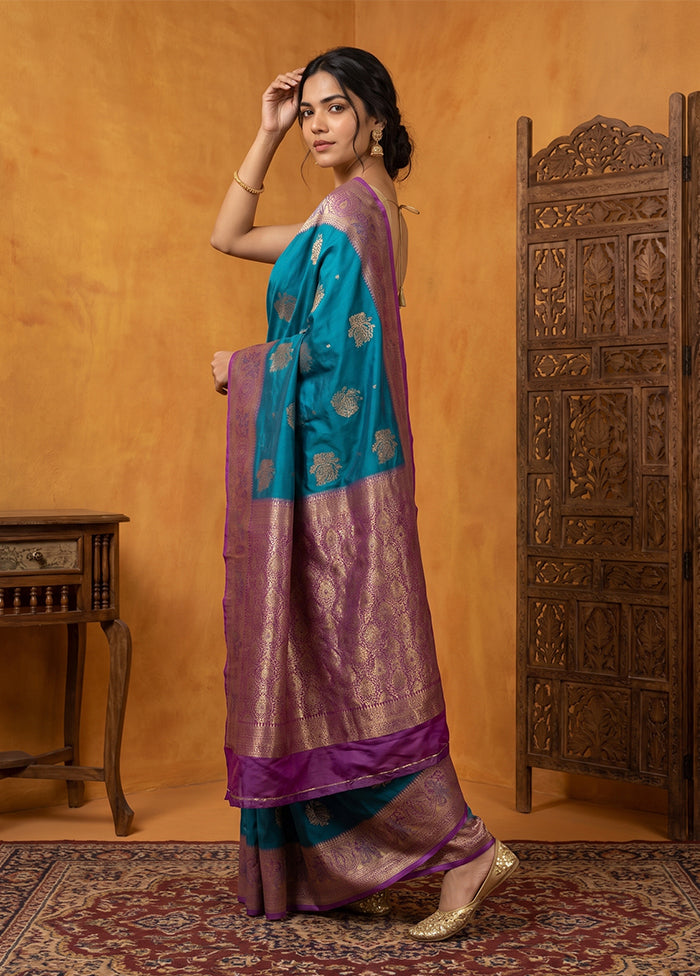 Green Katan Silk Saree With Blouse Piece