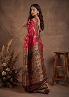 Red Baluchari Silk Saree With Blouse Piece