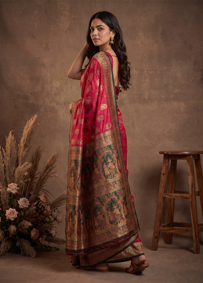 Red Baluchari Silk Saree With Blouse Piece