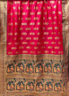 Red Baluchari Silk Saree With Blouse Piece