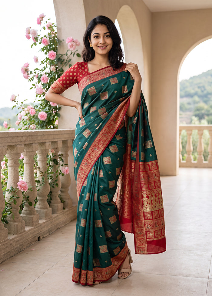 Blue Baluchari Silk Saree With Blouse Piece
