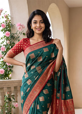 Blue Baluchari Silk Saree With Blouse Piece