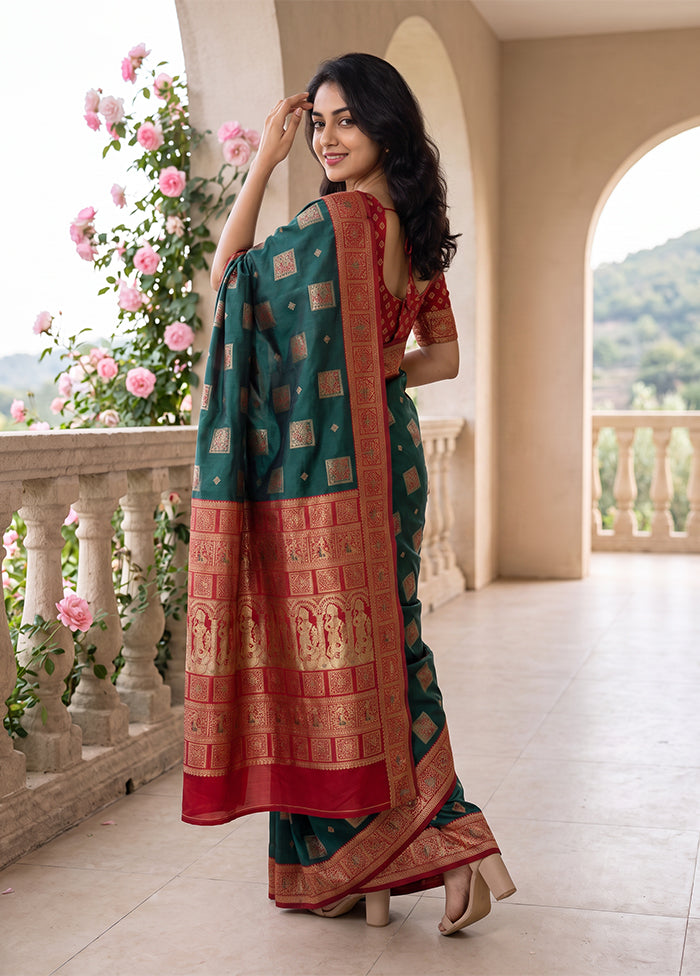 Blue Baluchari Silk Saree With Blouse Piece