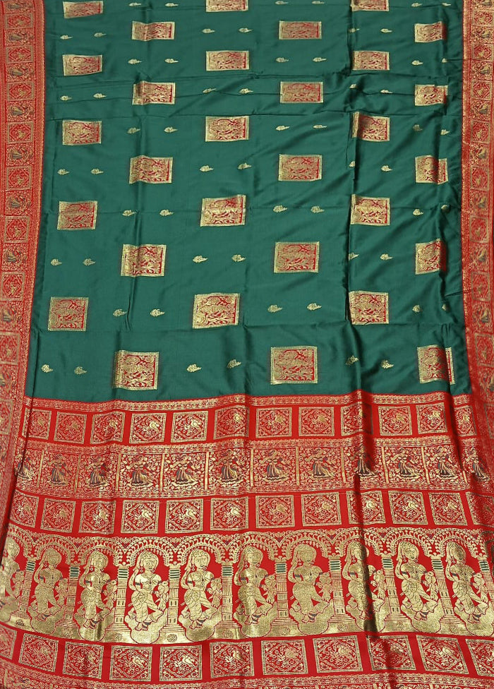 Blue Baluchari Silk Saree With Blouse Piece