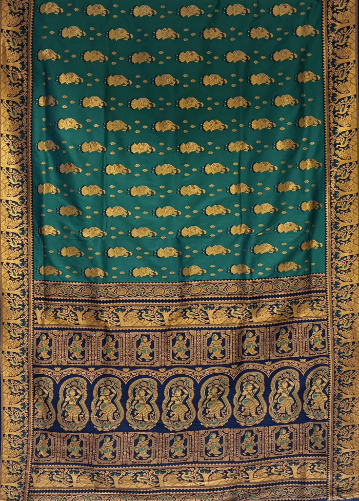 Blue Baluchari Silk Saree With Blouse Piece