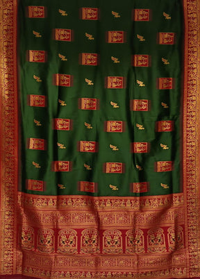 Green Baluchari Silk Saree With Blouse Piece