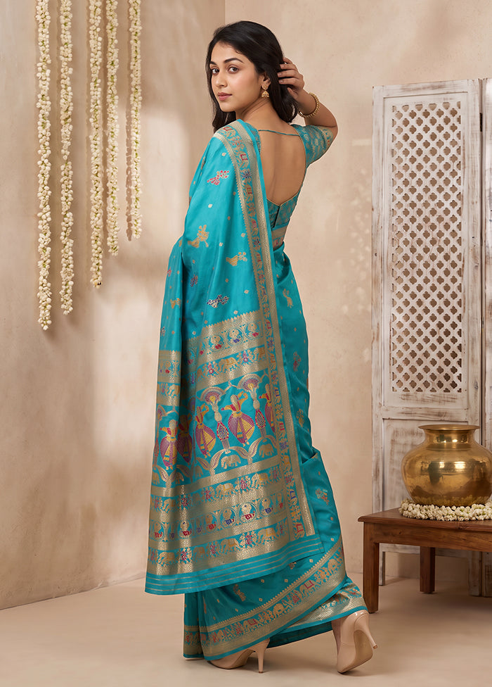 Green Baluchari Silk Saree With Blouse Piece